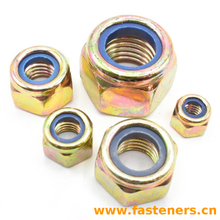 DIN985 Prevailing Torque Type Hexagon Thin Nuts With Non-Metallic Insert Nylon Lock Nuts Carbon steel yellow zinc