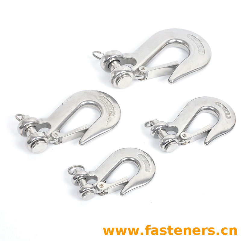 Stainless Steel Clevis Grab Slip Hooks With Safety Latch Crane Hook