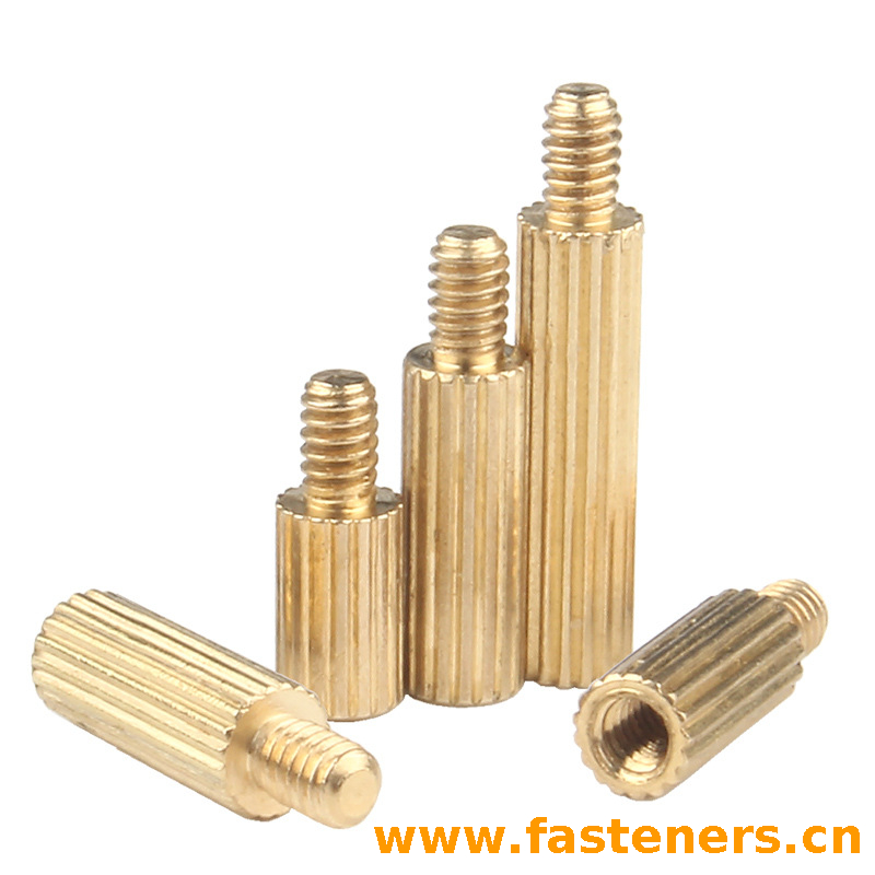 M2 Brass Knurled Single Through Stud,PCB Cylinder Hex Standoffs
