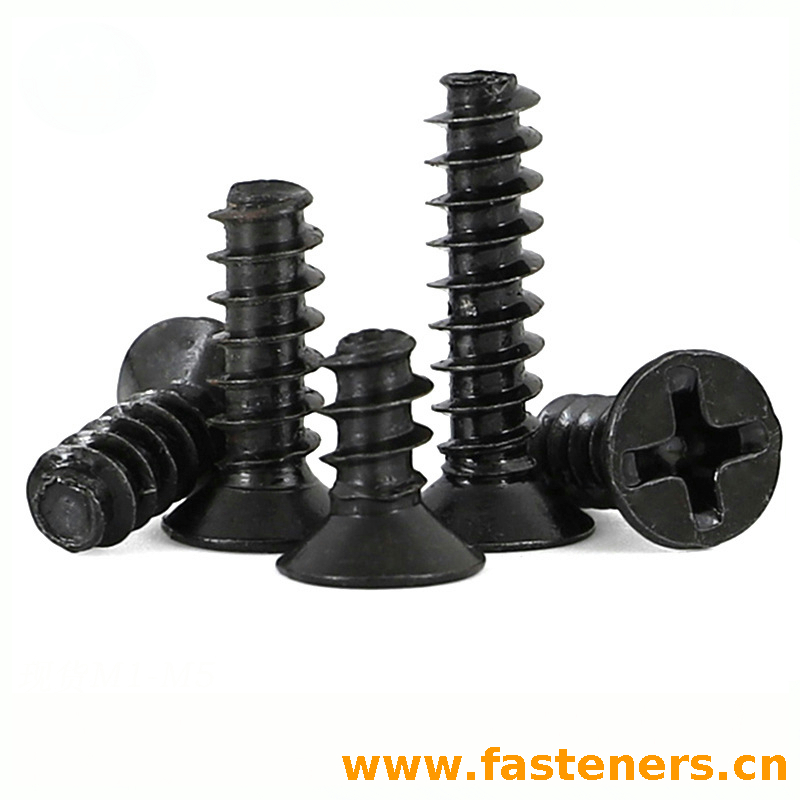 Black Carbon Steel KB Countersunk Head Screw Wood Tooth Flat Head Flat Tail Cross Tapping Screws