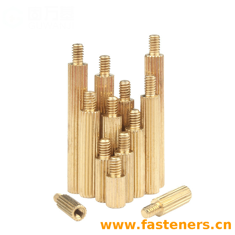 M2 Brass Knurled Single Through Stud,PCB Cylinder Hex Standoffs