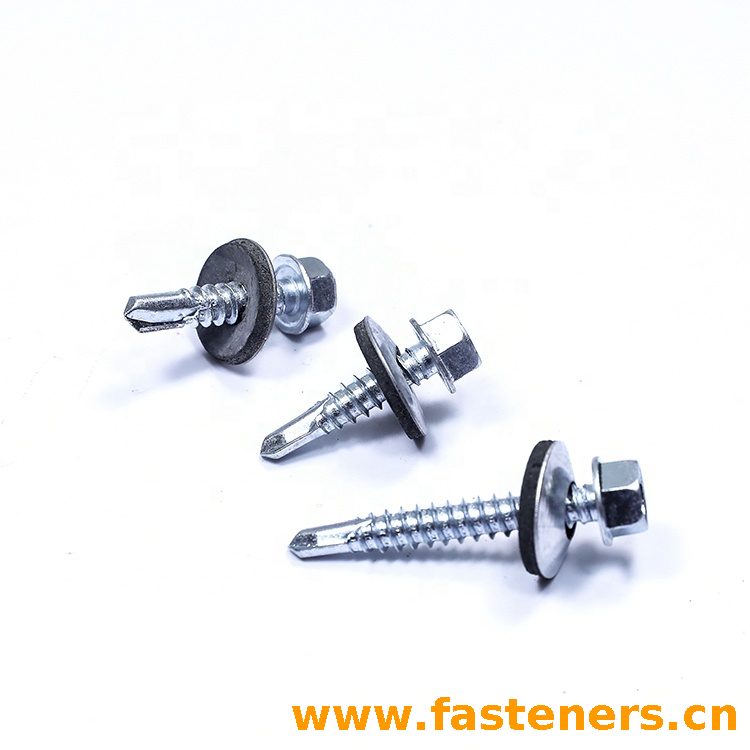 EPDM washer galvanized DIN7504 (K) hex head patta self drilling screws