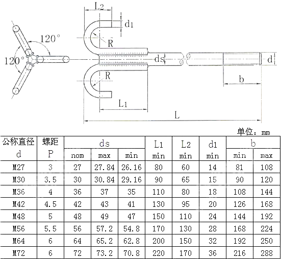 棘爪型地脚螺栓 DL T 1236-2013