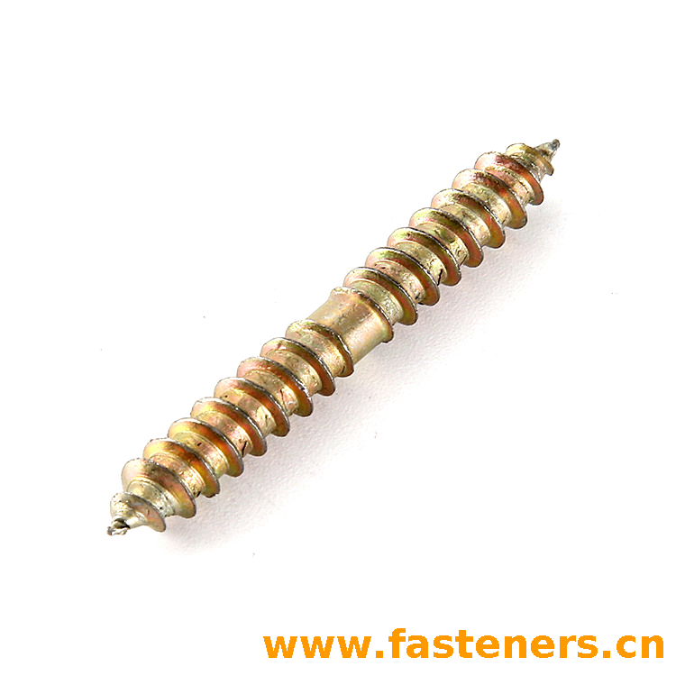 Zinc Plated Steel Woodworking Furniture Connecting Double End Screw,double End Wood Screw