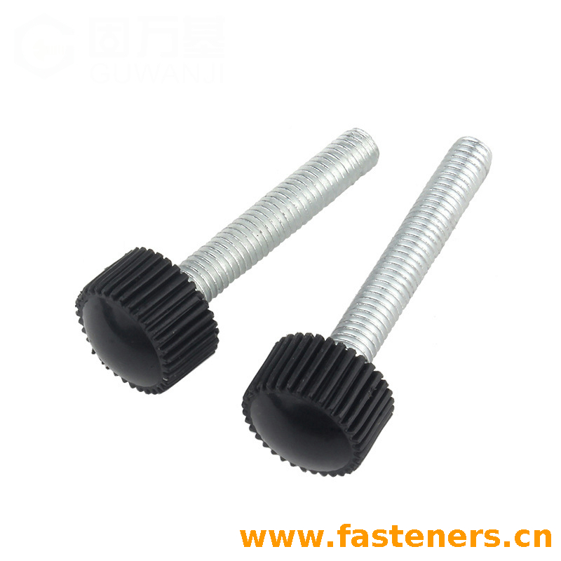 Plastic Round Head Screw,Thumb Bolts,Straight Grain Knurled Screws